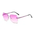Ocean Color Rimless Metal Sunglasses