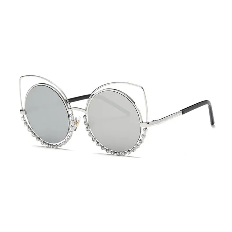 Reflective Lens Cat Eye Sunglasses