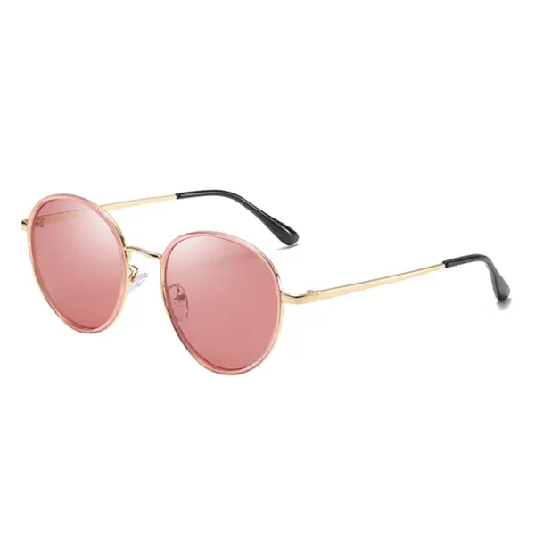 Round Polarized Metal Sunglasses Women