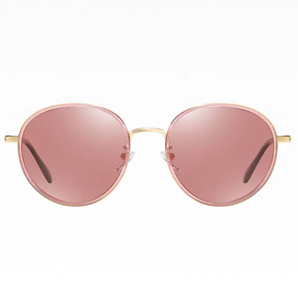 Round Polarized Metal Sunglasses Women