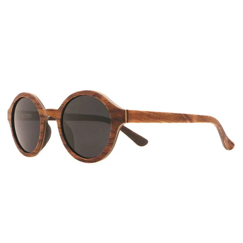Round Rosewood Wood Sunglasses