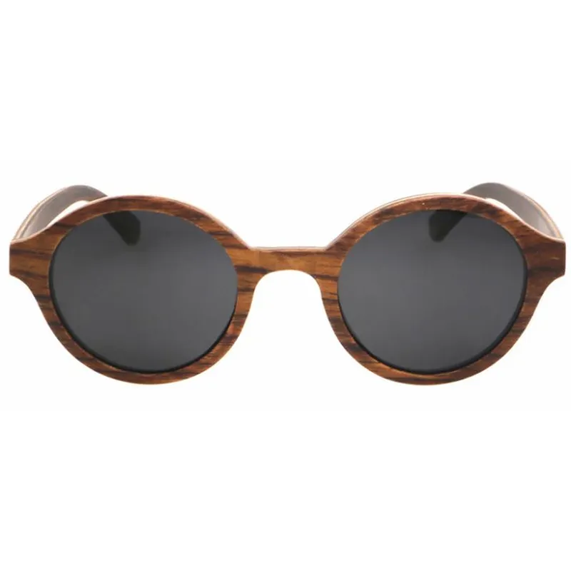 Round Rosewood Wood Sunglasses