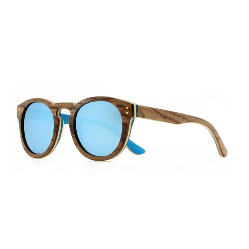 Round Walnut Wooden Sunglasses