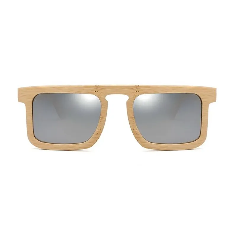 Square Frame Bamboo Sunglasses