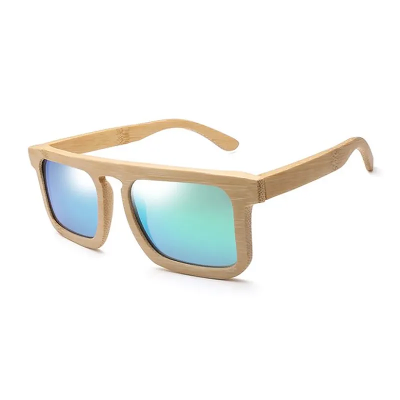 Square Frame Bamboo Sunglasses