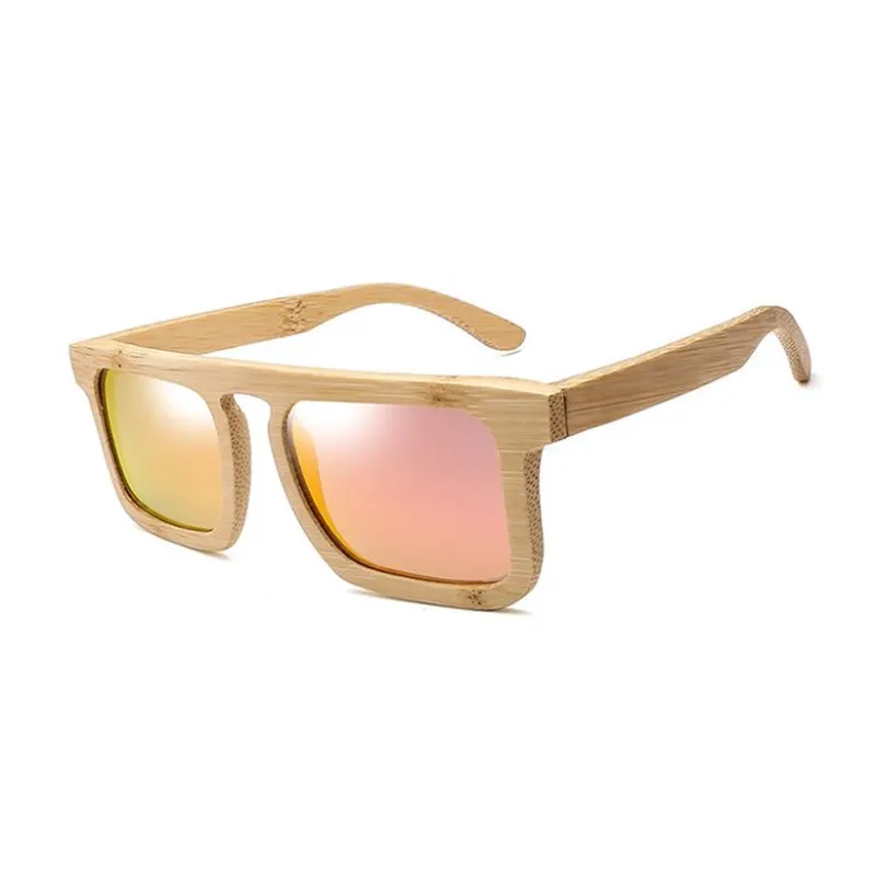 Square Frame Bamboo Sunglasses