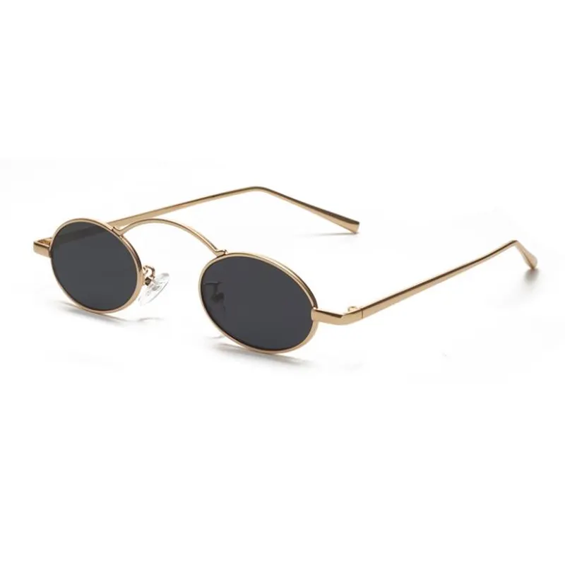 Trendy Small Oval Metal Sunglasses
