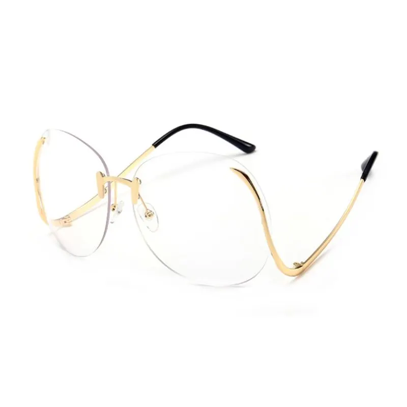 Unique Womens Rimless Metal Sunglasses