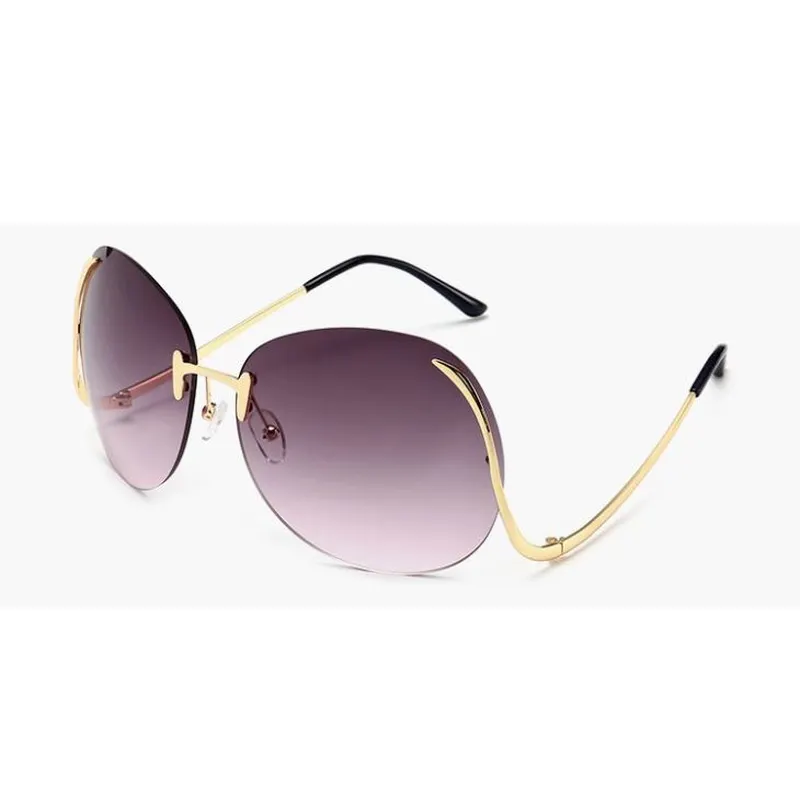 Unique Womens Rimless Metal Sunglasses