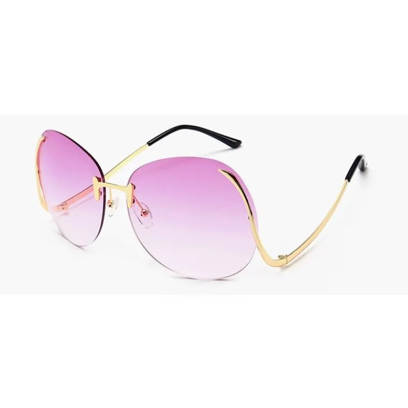 Unique Womens Rimless Metal Sunglasses
