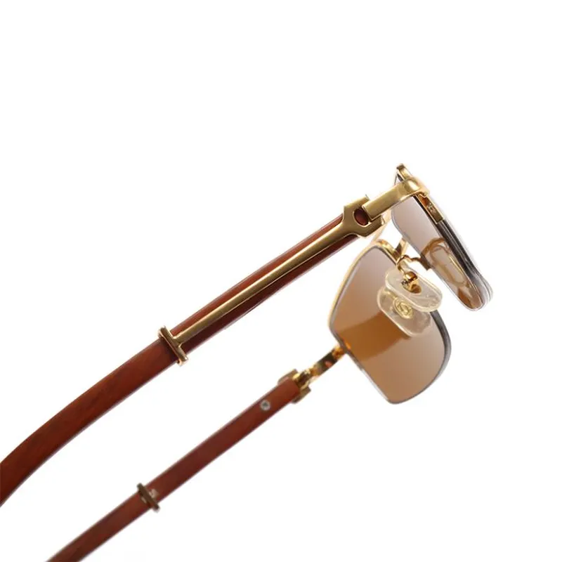 Wooden Temple Metal Sunglasses