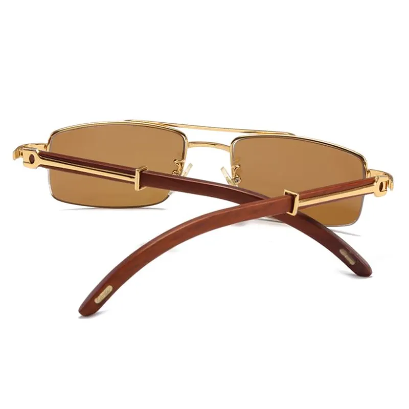 Wooden Temple Metal Sunglasses