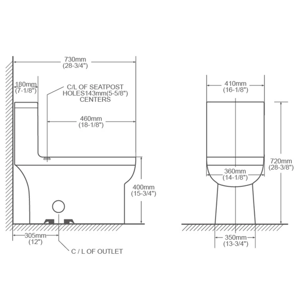 CUPC One piece WC Pan with Round Water Tank