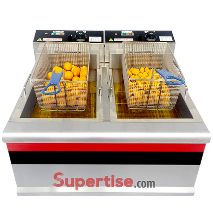 Supertise 2 Tank 2 Basket French Fries Chips Chicken Frying Machine Electric Deep Fryer For Sale