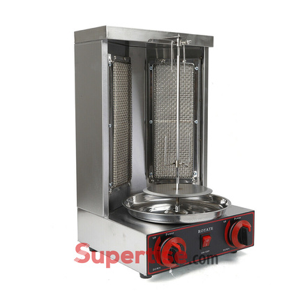 Supertise Stainless Steel 2 Burner Vertical Broiler Natural Propane Gas Doner Kebab Shawarma Machine Gyro Grill for Restaurant