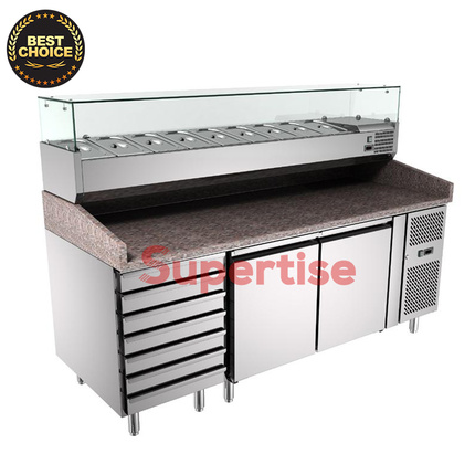 Supertise China Refrigeration Equipment Salad bar Cool bar/Sandwich,Salad preparation pizza counter refrigerator/marble pizza prep table
