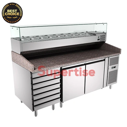 Supertise China Refrigeration Equipment Salad bar Cool bar/Sandwich,Salad preparation pizza counter refrigerator/marble pizza prep table