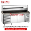 Salad preparation pizza counter refrigerator/marble pizza prep table
