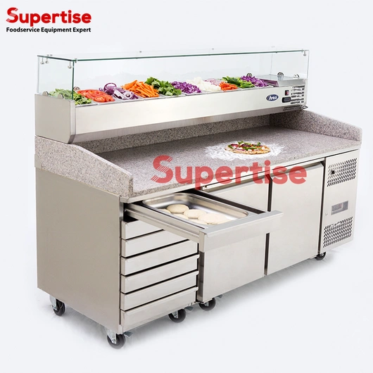 Supertise China Refrigeration Equipment Salad bar Cool bar/Sandwich,Salad preparation pizza counter refrigerator/marble pizza prep table