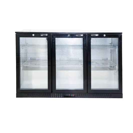 Supertise Black Hinge Swing 3 Doors Bottle Beer Fridge Display Refrigerator Glass Drink Back Bar Cooler