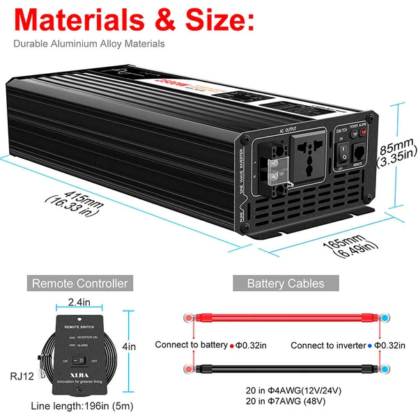 Inversor de onda sinusoidal pura de 12v a 220v