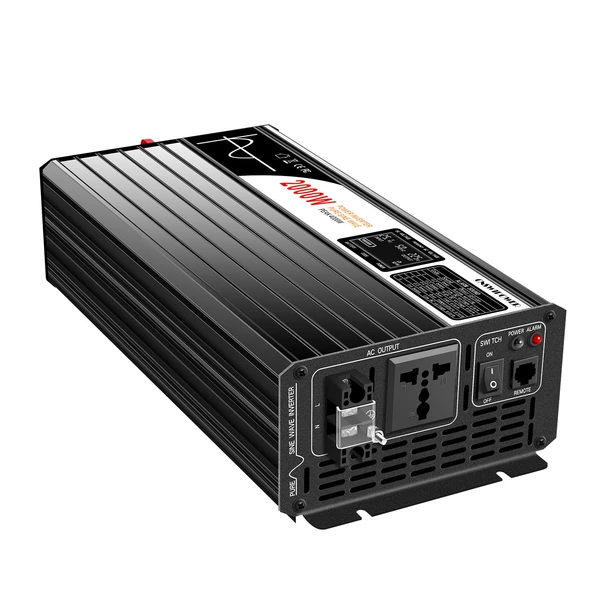 2000W Pure Sine Wave Car Inverter with Universal Socket: DC 12V/24V to AC 110V/220V, Customized Digital Display