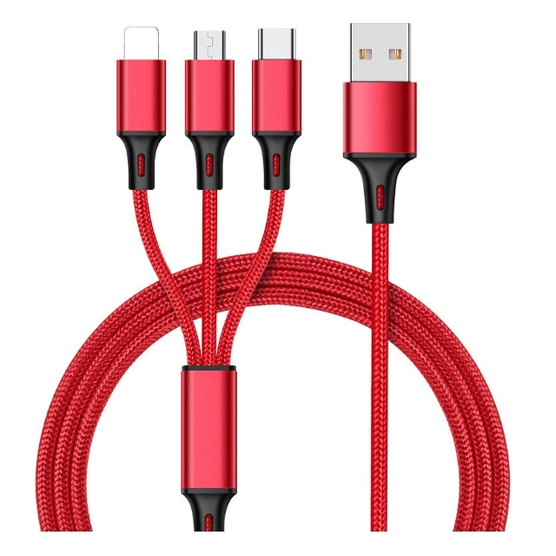 Nylon braided USB cable USB charging cable red black blue silver