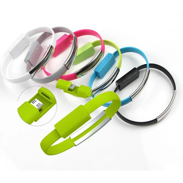 Bracelet USB cable charging and data transfer black various colors 