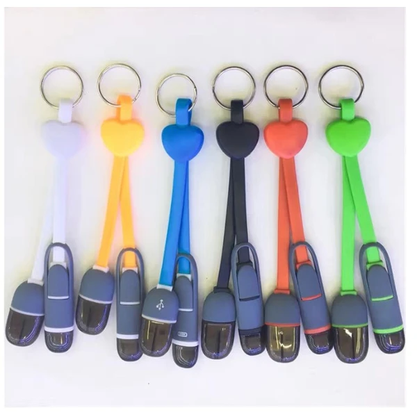 Keychain LOVE 2in1 usb data cable 20CM yelow blue red green