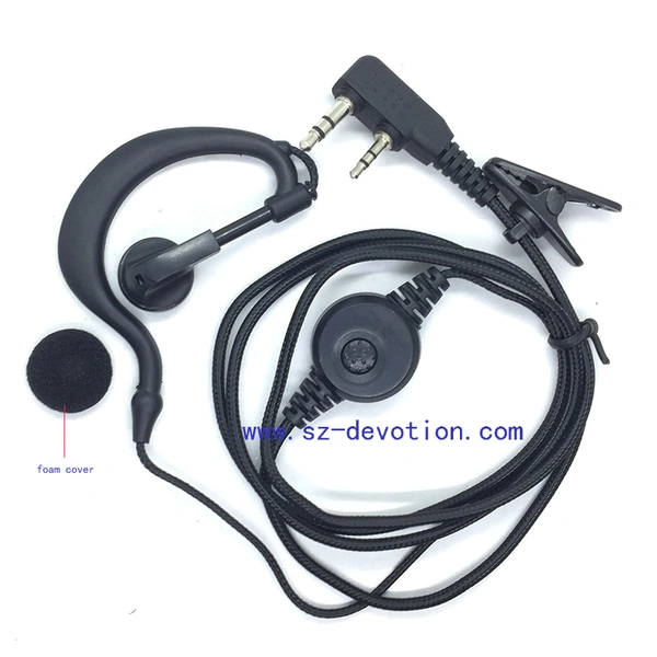 Walkie-talkie mono earphone with clip nylon cable single side earbuds