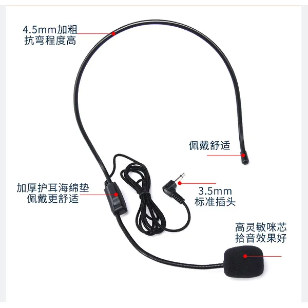 Tour guide 3.5mm plug headband microphone condenser microphone