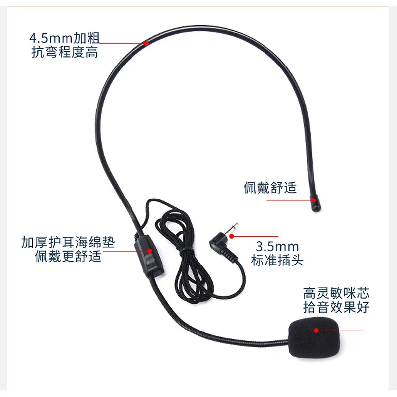 Tour guide 3.5mm plug headband microphone condenser microphone