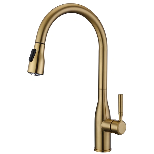 Best quality luxury home factory cUPC upc  kitchen sink movable water brass kitchen faucet tap brushed brass kitchen sink faucet