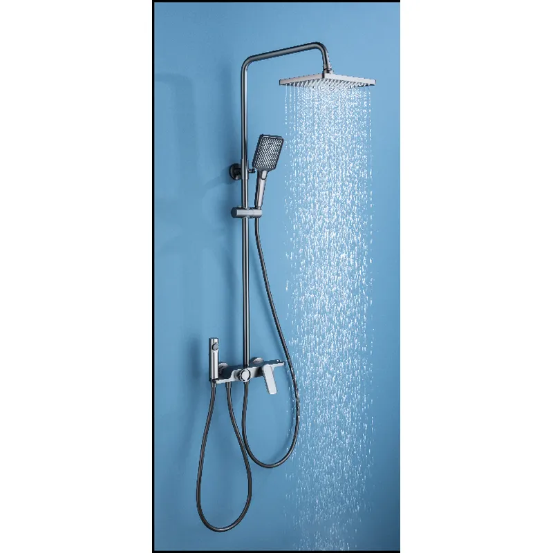 Brass shower head set Separate simple bath bath mixing valve Bath gun Grey hotel bath faucet