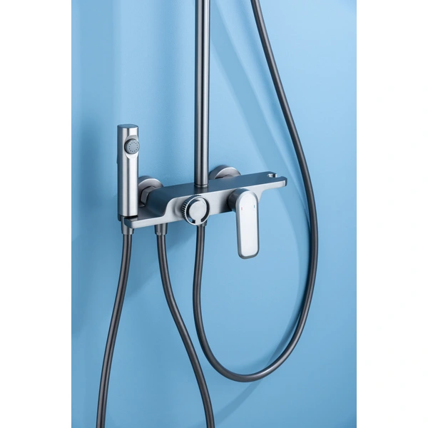 Brass shower head set Separate simple bath bath mixing valve Bath gun Grey hotel bath faucet