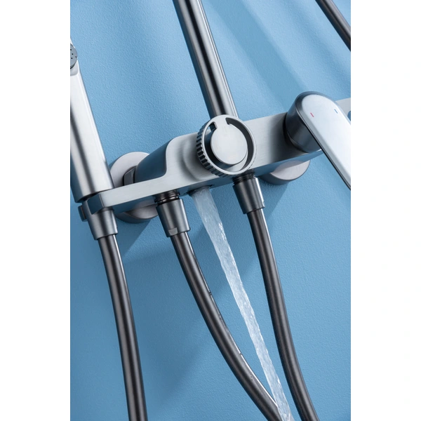 Brass shower head set Separate simple bath bath mixing valve Bath gun Grey hotel bath faucet