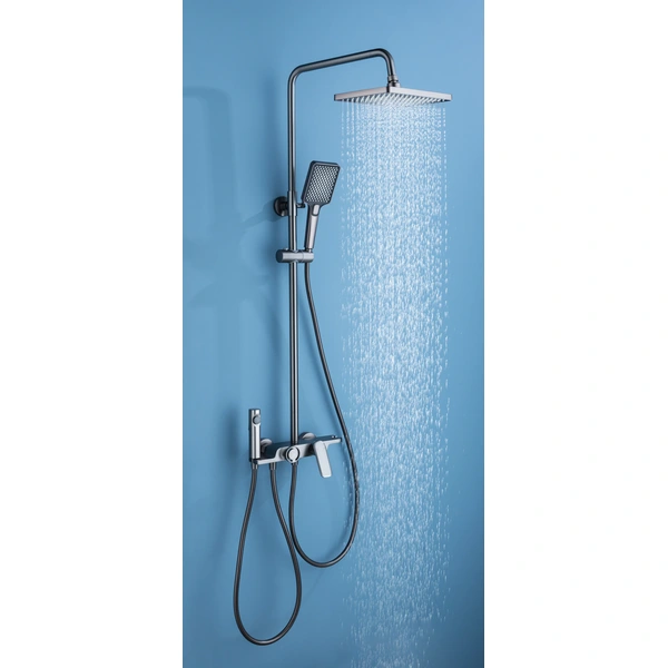 Brass shower head set Separate simple bath bath mixing valve Bath gun Grey hotel bath faucet