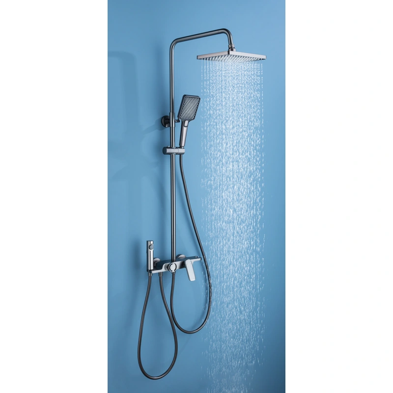 Brass shower head set Separate simple bath bath mixing valve Bath gun Grey hotel bath faucet