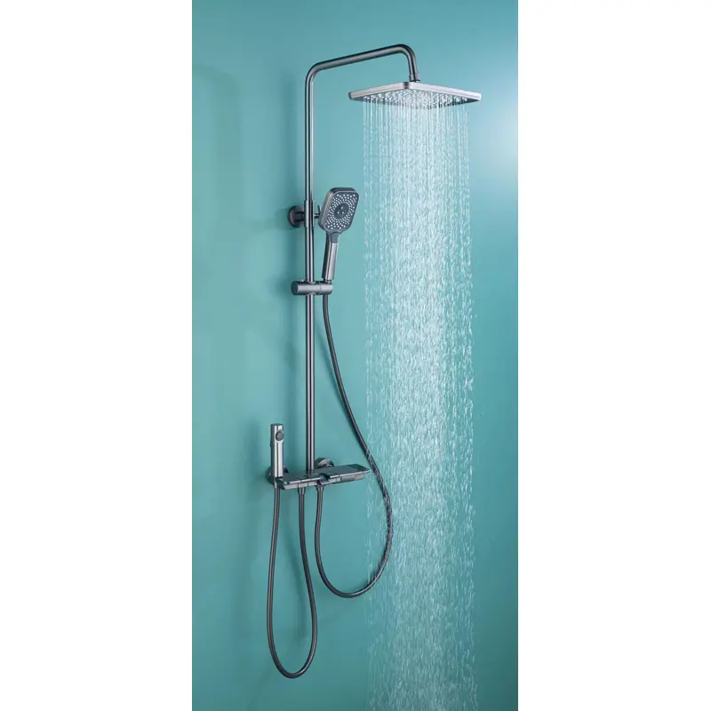 Brass shower head set Separate simple bath bath mixing valve Bath gun Grey hotel bath faucet