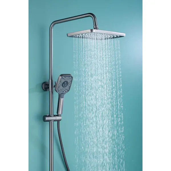 Brass shower head set Separate simple bath bath mixing valve Bath gun Grey hotel bath faucet