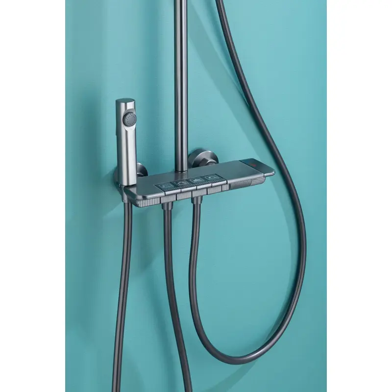 Brass shower head set Separate simple bath bath mixing valve Bath gun Grey hotel bath faucet