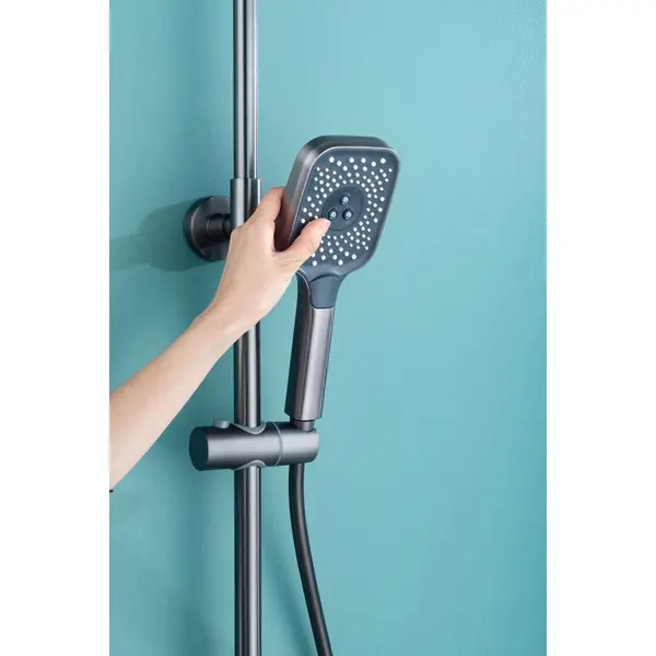 Brass shower head set Separate simple bath bath mixing valve Bath gun Grey hotel bath faucet