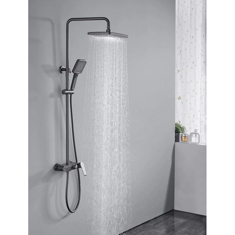 Brass shower head set Separate simple bath bath mixing valve Bath gun Grey hotel bath faucet