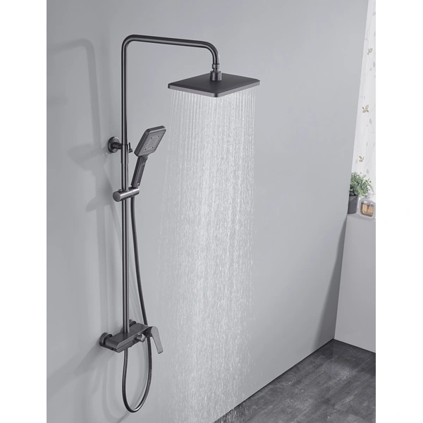 Brass shower head set Separate simple bath bath mixing valve Bath gun Grey hotel bath faucet