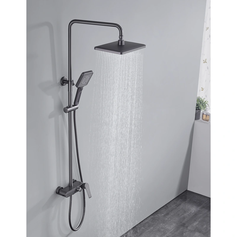 Brass shower head set Separate simple bath bath mixing valve Bath gun Grey hotel bath faucet