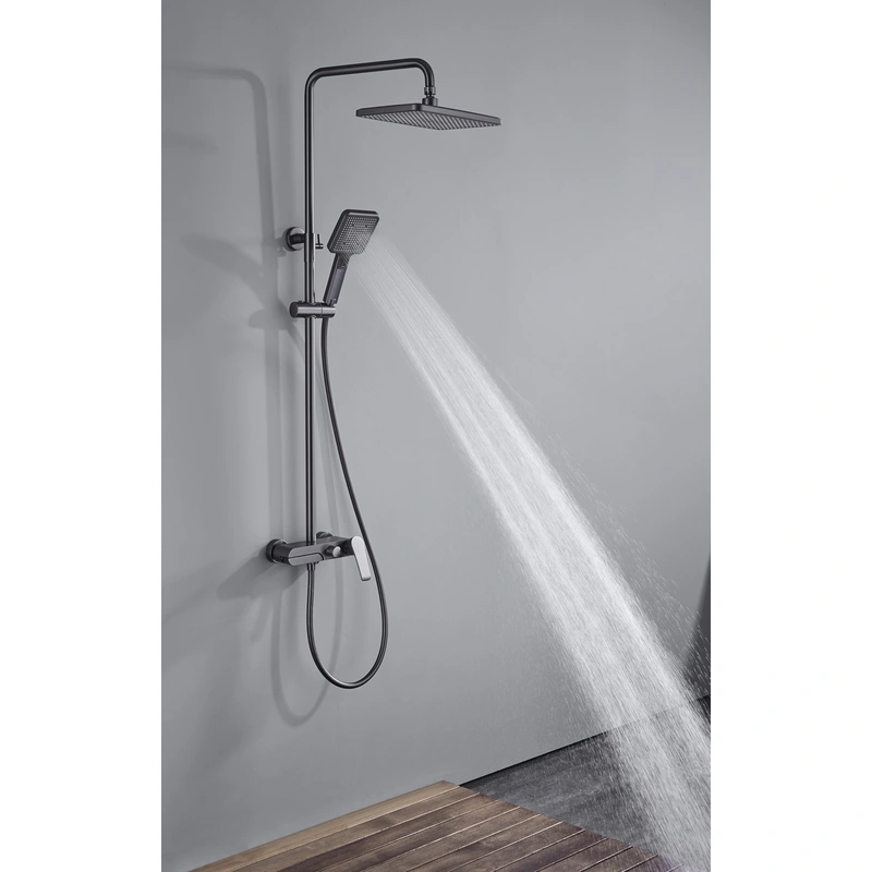 Brass shower head set Separate simple bath bath mixing valve Bath gun Grey hotel bath faucet