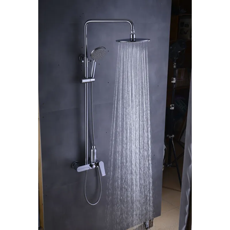 Brass shower head set Separate simple bath bath mixing valve Bath gun Grey hotel bath faucet