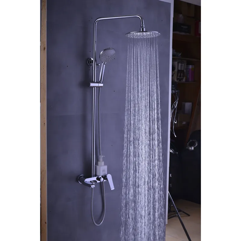 Brass shower head set Separate simple bath bath mixing valve Bath gun Grey hotel bath faucet