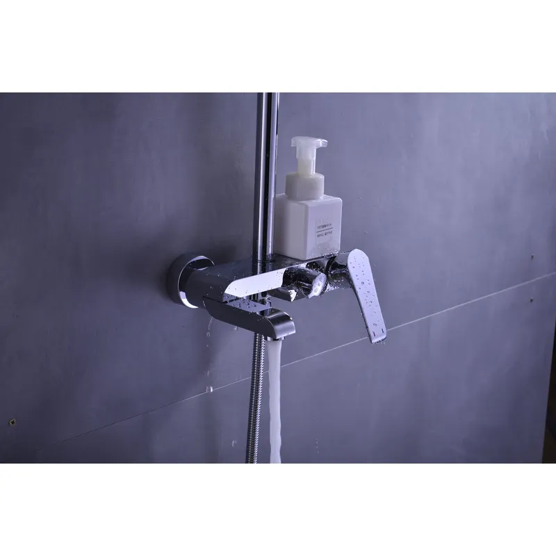 Brass shower head set Separate simple bath bath mixing valve Bath gun Grey hotel bath faucet