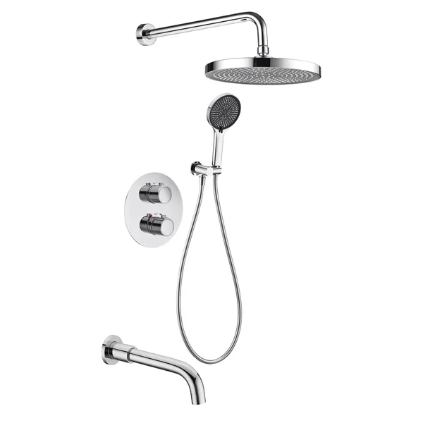 Brass shower head set Separate simple bath bath mixing valve Bath gun Grey hotel bath faucet